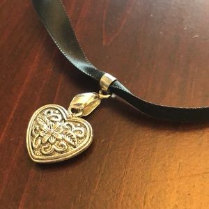 Black Ribbon Heart Choker Necklace